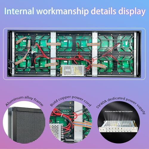 P6 Programmable Led Sign Custom Scrolling Outdoor Digital Signs For Businesses Display Screen Electronic Message Board Stock Ticker Advertising Pixel Led Panel Marquee 40"X17" - Image 6
