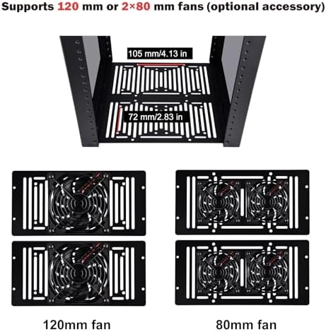 GeeekPi 8U Server Rack Cabinet, DeskPi RackMate T1 Plus,10 inch Network Rack for Servers, Network, A/V Equipment, 10.23inch/260mm Depth (Black) - Image 6