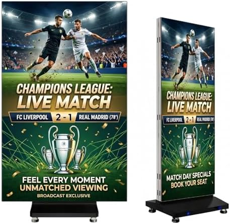 80" Seamless Splicing LED Display, Foldable Poster Screen with P1.86 Digital Signage Display LED Totem with USB/HDMI/WiFi/Remote by JASZDOT