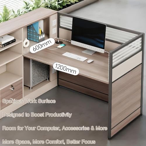 Modern Office Cubicle Workstation Desk with Tempered Glass Privacy Panels, USB Charging Hub & Cable Management,Multi-Person Modular Computer Desk for Commercial Office (D-Left, Four Person -T) - Image 3