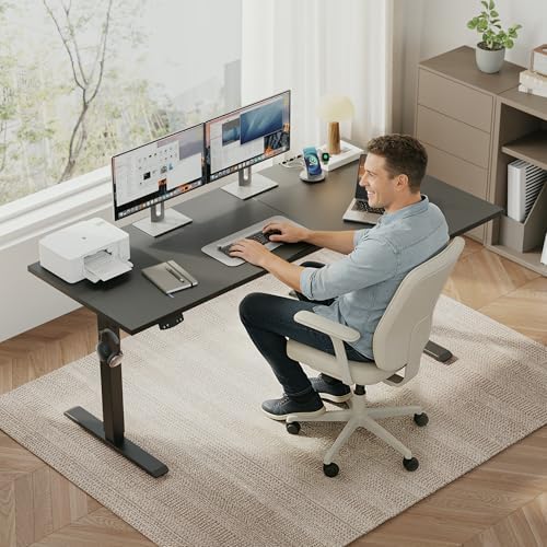 Klicelor L Shaped Standing Desk 59 x 35.4 Inch, Electric Height Adjustable Corner Desk for Home Office Workstation, Ergonomic Sit Stand Computer Table with Memory Controller, Black - Image 2