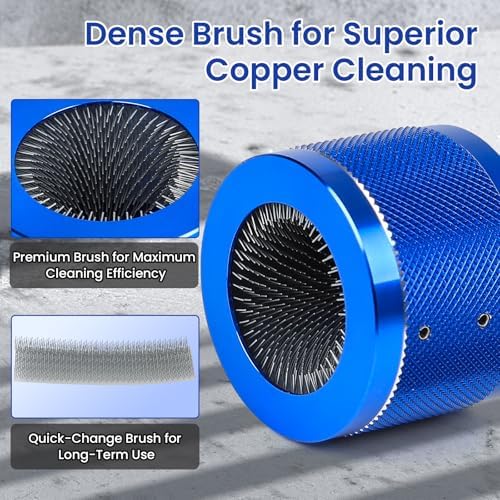 Copper Pipe Cleaner Set, Fits 1”, 3/4”, 1/2” Copper, Iron & Aluminum Pipes, Handheld or Drill Compatible, Metal Tube Cleaning Brushes with Replaceable Blades - Image 4