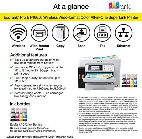 Epson EcoTank Pro ET-16650 Wireless Wide-Format Color All-in-One Supertank Printer with Scanner, Copier, Fax and Ethernet (Renewed), White - Image 4