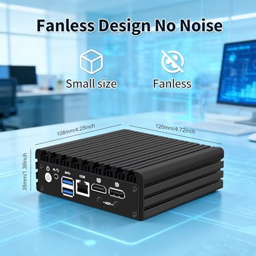 Firewall Mini PC J3710 Quad Core, 4 x i225V 2.5GbE LAN Fanless OPNsense Appliance, 8GB RAM 64GB SSD, Micro Router Computer Hardware, AES-NI, HD+DP Dual Display, Console, 2USB3.0, SPK/MIC - Image 4