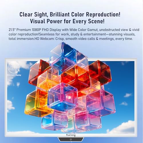 suevery 22Inch All-in-One Desktop Computer, White PC Includes Kb Mouse - Image 2
