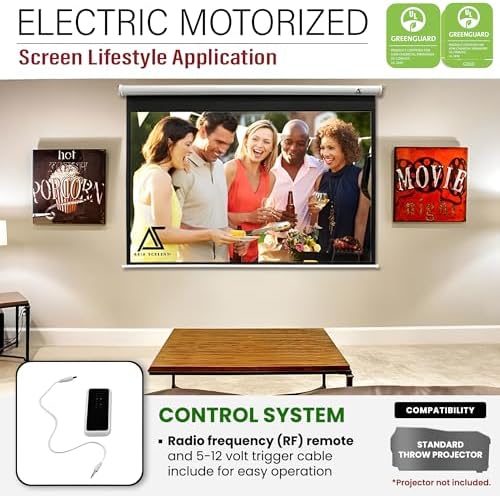 Akia Screens 104" Motorized Projector Screen 4:3 – Electric Drop Down with Remote, 8K/4K HD & 3D Ready, Ceiling or Wall Mount – AK-MOTORIZE104VW - Image 3