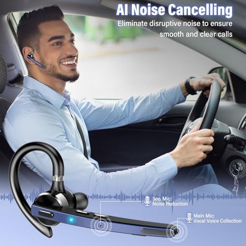 Bluetooth Headset, 90Hrs Bluetooth 5.3 Earpiece, APTX HD Audio, Mute Button - Image 3