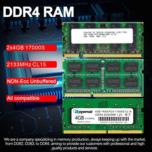 8GB PC4-17000 DDR4 2133 2X4GB RAM PC4 17000S 2133MHZ Sodimm 1Rx8 260-pin 1.2v 8G Memory Upgrade for Laptop - Image 3