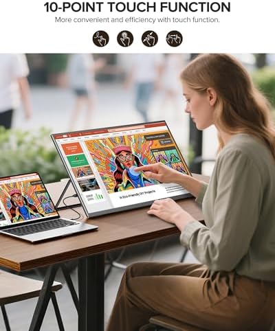 UPERFECT Portable Monitor Touchscreen 24" 120Hz 1080P 125% sRGB 400Nits - Image 2