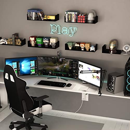 Wallniture Bali Black U Shape Floating Shelves for Wall, CD DVD Storage Shelves and Metal Bookshelf Set of 6 - Image 5