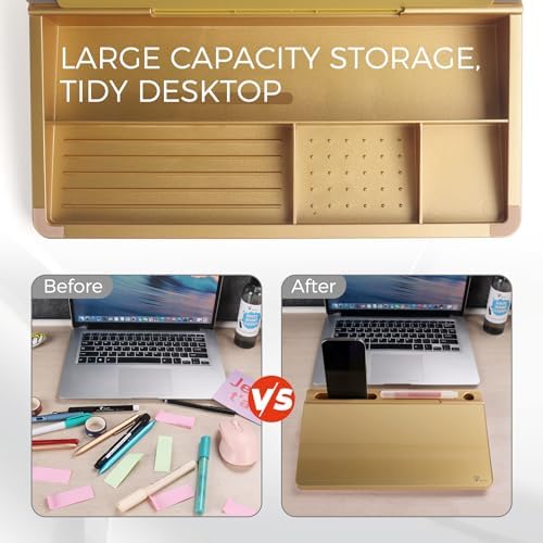 TOWON Compact Glass Desktop Whiteboard with Storage 12x7 in, Metallic Gold - Image 5