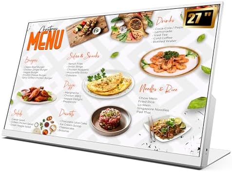 27 Inch Desktop Digital Menu Board, HD Digital Signage Retail Store Monitor, Commercial Display Advertising Screen Android with CMS, Electronic Menu Display for Milk Tea Shop/Restaurant by YIXZSWD%7COne-StopCommercialVisualSupplierDigitalKiosksLEDScreensSmartWhiteboardsMenuOutdoorWaterproofDisplays