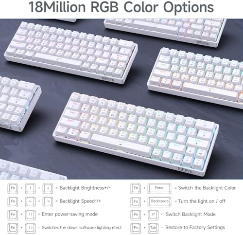 DIERYA DK63 60% Wireless Mechanical Gaming Keyboard | Bluetooth/2.4G/Wired | RGB Backlit Compact 63 Keys Mini Office Keyboard | with Red Switch | for Windows Laptop PC Gamer Typist-White - Image 6
