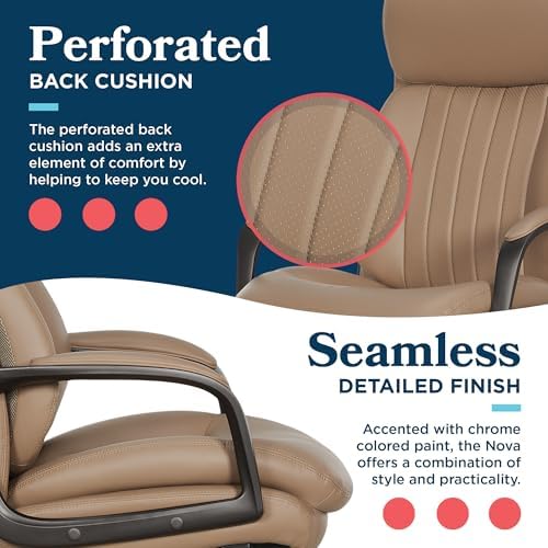 La-Z-Boy High-Back Ergonomic Office Chair, AIR Lumbar Support Leather Chair - Image 5