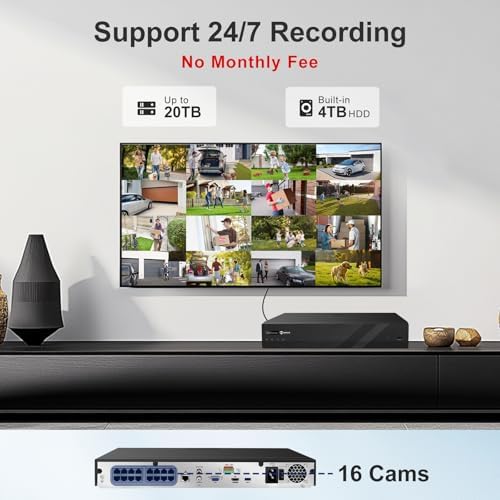 Anpviz 4K 16CH Black Dome PoE Security Camera System, 8PCS Wired IP Cams - Image 6