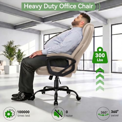 Ergonomic Office Chair with High Back, Comfy Desk Chair, Adjustable Executive Office Chair for Home Office, Big and Tall Computer Chair Heavy Duty, 360° Swivel, Faux Leather White - Image 5