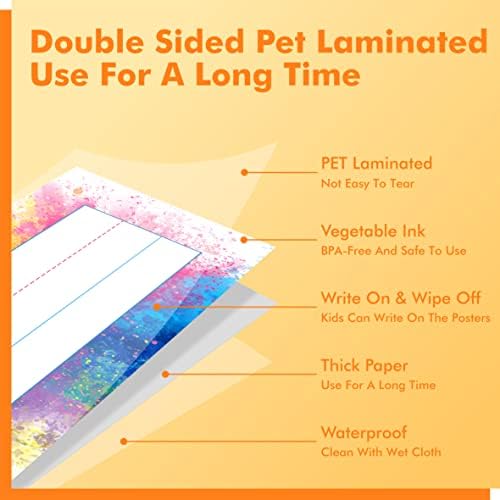 40PCS Desk Nameplates, Double Sided PET Film Desk Name Tags Student Name Labels Erasable & Reusable Traditional Manuscript Name Plates for School Classroom Organization (10” x 2.8”, Watercolor) - Image 2