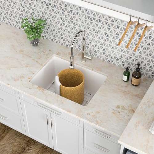 Kichae 12 Deep Undermount Laundry Sink White 24x18 Granite Composite Quartz - Image 3