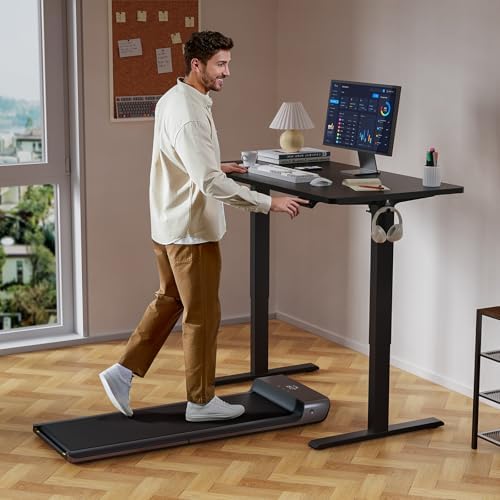 WALKINGDESK 48x24 Inches Height Adjustable Electric Standing Desk with 2 Hooks for Home Office, Ergonomic Sit Stand up Desk with Splice Board, Black - Image 2