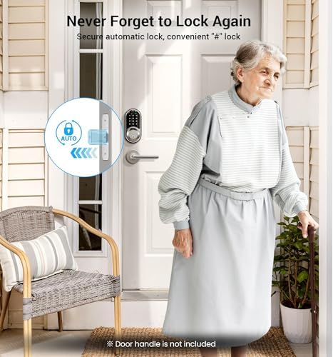 Veise RZ06 Smart Lock for Front Door with App Control, Satin Nickel - Image 3