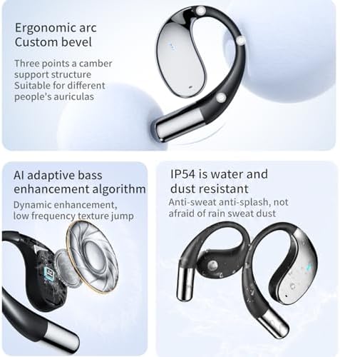 Wireless Headset Wireless Headphones Handsfree Call Wireless Earpiece Noise Cancellation Earbud Earphones Mic Compatible with Cell Phones Car Driver Trucker Business Office (Black with Box) - Image 5