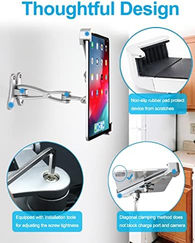 iPad Wall Mount, Anti-Theft Tablet Wall Holder with Security Lock & Key - Heavy Duty 360° Swivel Arm for 9–14" iPad Pro, Air, Galaxy Tab for Kiosk, POS, Restaurant, Retail & Business Displays - Image 6