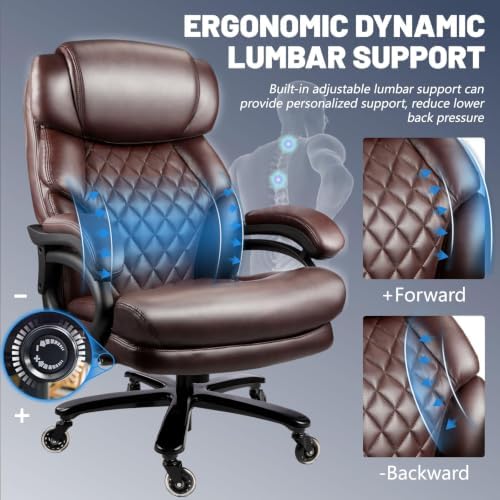 800LBS Big and Tall Office Chair for Heavy People, Heavy Duty Executive Chair with High Back, Extra Wide Seat and Adjustable Lumbar, Large Computer Desk Chair Comfortable for Home Office - Image 3