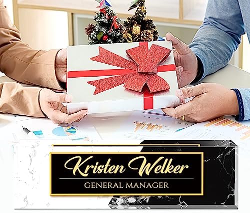 Name Plate for Desk, Desk Name Plate Personalized, Office Decor for Women Men, Acrylic Desktop Accessories, Office Appreciation Gifts for Boss Social Workers Nurse Teacher Employee (White/Black) - Image 5