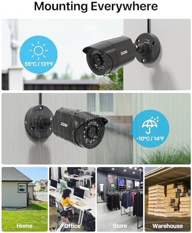 ZOSI 3K Lite 16CH Security Camera System with AI Human Vehicle Detection,Night Vision,8pcs Wired 1080P Outdoor Indoor Weatherproof Cameras,H.265+ 16 Channel CCTV DVR with 2TB HDD for 24/7 Recording - Image 5
