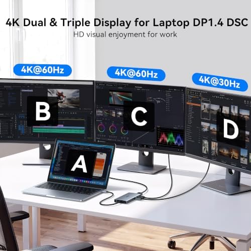 USB C Docking Station Dual Monitor Laptop Docking Station 2 HDMI 4K DP 8K - Image 3