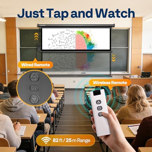 VIVOHOME 84 Inch 16:9 Motorized Projector Screen, Black - Image 3