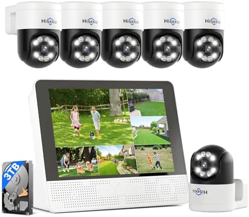Hiseeu 4K PoE Security Camera System, 6Pcs 5MP PoE PTZ Security Cameras by Hiseeu