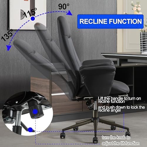 Home Office Desk Chair with Foot Rest, High Back Office Ergonomic Computer Chair with Lumbar Support Adjustable Height Rolling Swivel Chair Executive Task Armrests(Black) - Image 3