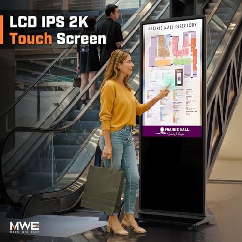 MWE 43 Inch Indoor Digital Signage Touchscreen Kiosk Floor Standing Advertising Display LCD Totem Interactive Display Poster Android System with Auto Media Player - Image 2