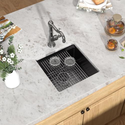 17x17 Inch Undermount Bar Sink, Workstation Gunmetal Black Bar Sink - Image 3