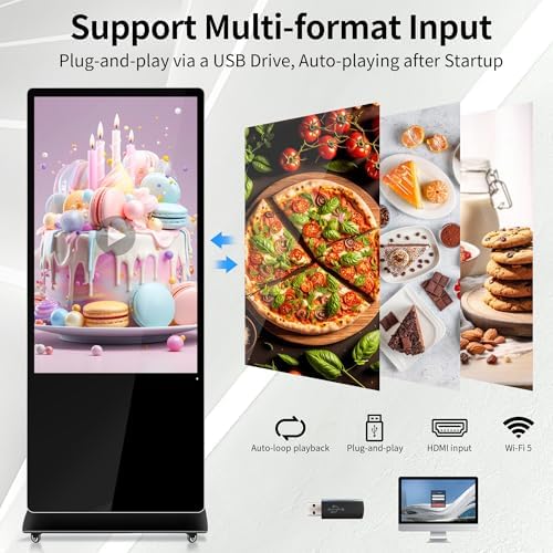 43 Inch Digital Signage, FHD 1080P Commercial Interactive Kiosk LCD Android Monitor Indoor Advertising Display with 500 Nits High Brightness, Android 14 (4+32GB), Non-Touch - Image 4
