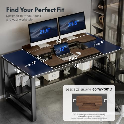 FLEXISPOT Standing Desk Converter 42" Premium Large Desk Riser for Triple Monitor, Spacious Desktop Sit Stand Workstation with Ergonomic Height Adjustment, Modern Stand Up Desk Riser, Walnut - Image 5