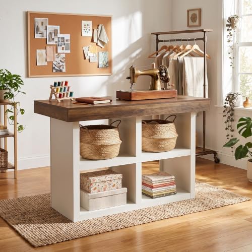Tribesigns Artwork Craft Table with Storage, Counter Height Sewing Cabinet - Image 3