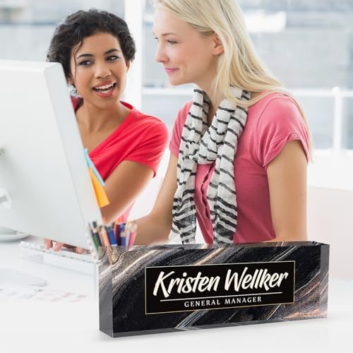 Desk Name Plate Personalized Name Plate for Desk, Office Desk Decor, 3D Style Personalized Plaque Name Plates for Desks Custom Appreciation Gifts for Boss Lady Employee Coworkers (Gilded Black) - Image 5