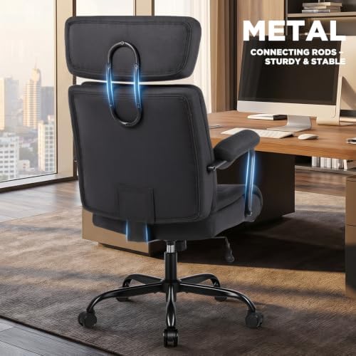 Executive Office Chair, Fabric Desk Chair Comfy High Back, Charcoal Black - Image 6