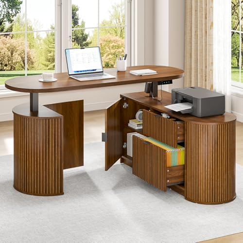 Electric L Shaped Standing Desk, Corner Sit Stand Up Desk, Executive Desk - Image 2