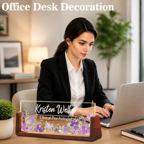 Custom Name Plate for Desk with LED Walnut Frame, Office Desk Decor - Image 5