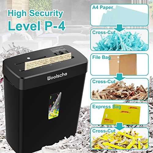 Woolsche Paper Shredder for Home Office,10-Sheet Cross Cut,3.43 Gal Basket - Image 3