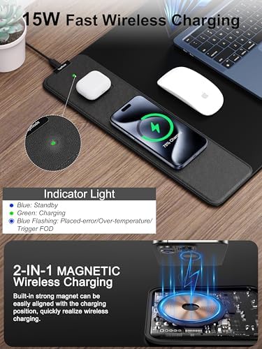 Mouse Pad with 15W Wireless Charging, 35.43"x15.75" XXXL Large Desk Mat - Image 2