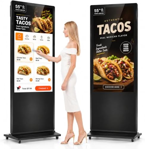 HARZHI 55 Inch Digital Signage Kiosk, 4K Touchscreen Floor Standing Advertising Display with IPS LCD Screen, Android OS and Auto Media Player by HARZHI