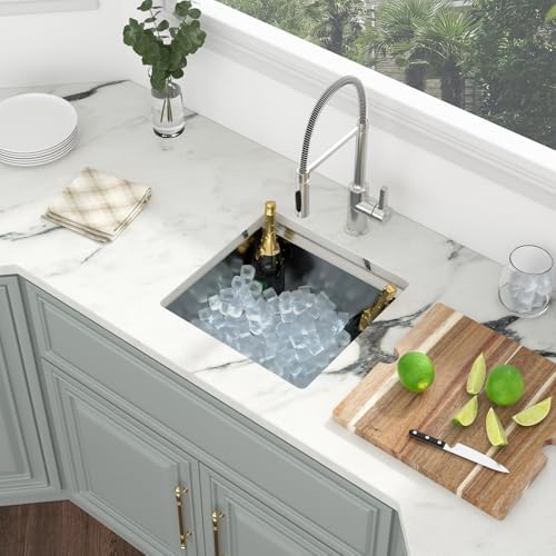 Kichae 15 Undermount Bar Sink Small Stainless Steel 16 Gauge Workstaion - Image 3