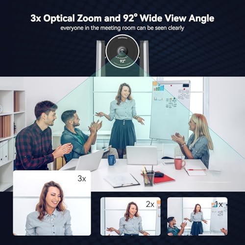 4K PTZ Camera AI Auto Tracking 3X Optical Zoom 92° Wide View Angle,USB 3.0 and HDMI Conference room Camera 4K Work with Zoom OBS Teams YouTube,Facebook for for Church, Worship, Education, Conferences - Image 5