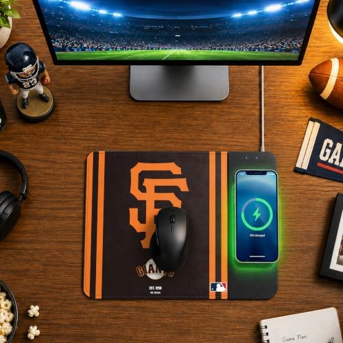 SOAR MLB Official Established Primary Logo Wordmark Home Office Wireless Charging Mouse Pad Mat 11.8" x 8.6" (San Francisco Giants) - Image 3
