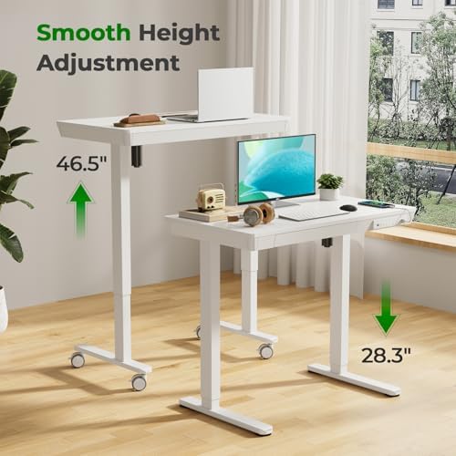 35" Electric Standing Desk with Drawer, 4 Lockable Wheels - Image 4