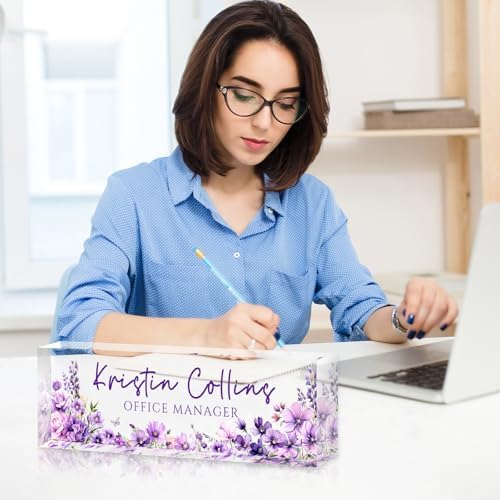 Custom Name Plate for Desk, Personalized Name Plate on Clear Acrylic Glass - Image 4